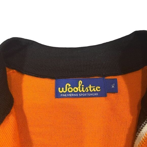 Woolistic AMAZON ORANGE WOOL Cycling Jersey Merino Sewn Logos bike rare XL women - Picture 3 of 8